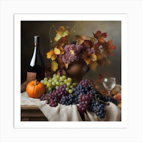 Grapes And Pumpkins Art Print