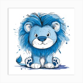 Blue Lion Art Print