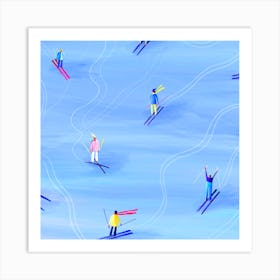 Illustration Of Skiers Art Print