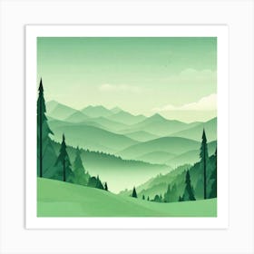 Misty mountains background in green tone 116 Art Print