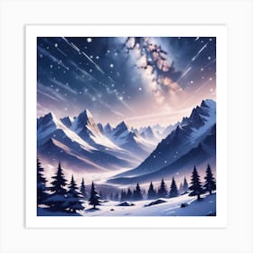 Snowy Mountain Landscape 2 Art Print