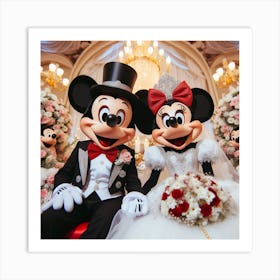 Mickey And Minnie'S Wedding Art Print