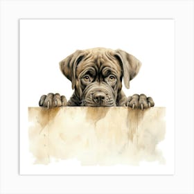 Dog Peeking Over A Wall 2 Art Print