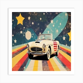 Vintage Car With Stars Art Print