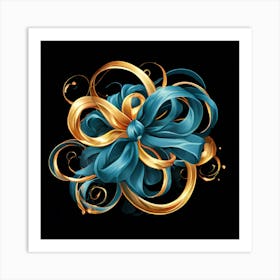 Vector Decorative Ornamental Ribbon Bow Curled Twisted Elegant Delicate Stylish Adorned F (11) Art Print