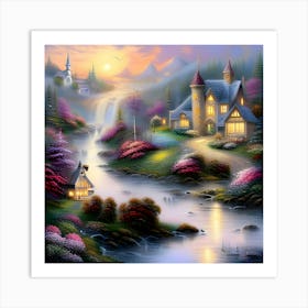 River Water Light House Home Architecture Path Art Print