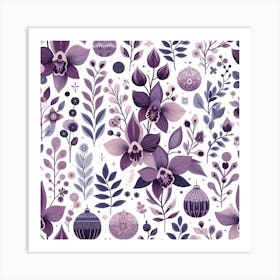 Scandinavian style,Pattern with amethyst Orchid flowers 1 Art Print