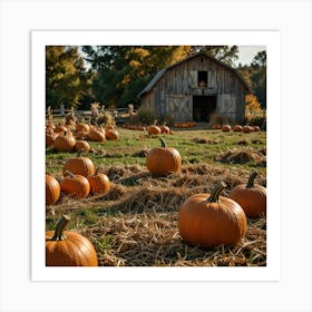 Pumpkins On A Farm Art Print