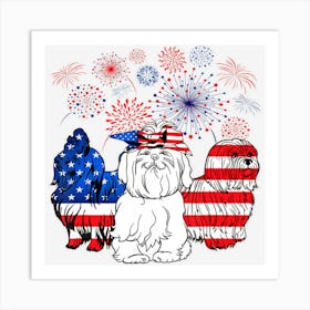 Trending Lhasa Apsos Dog Patriotic Dog Usa American Art Print