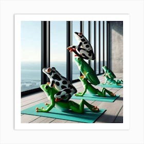 Frogs In Yoga Pose 2 Art Print