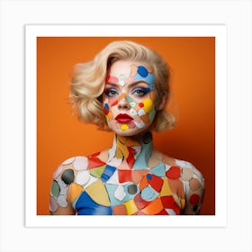 Beautiful Woman In Colorful Body Paint Art Print