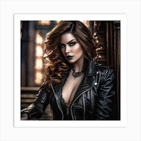 Beauty in Leather Jacket Art Print