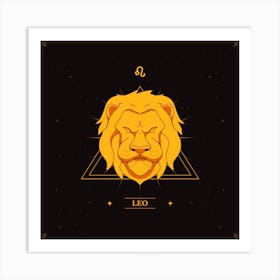 Leo Radiance: Hand-Drawn Golden Logo Art Print