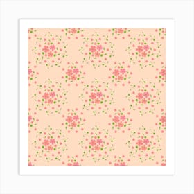 Wildflowers On Pink Romantic Pattern Art Print