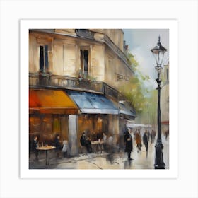 Paris Cafe.City of Paris. Cafes. Passersby, sidewalks. Oil colours.3 Art Print