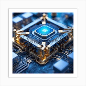 3d Rendering Of A Computer Chip 7 Art Print