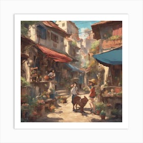 Street In A City ( Bohemian Design ) Art Print