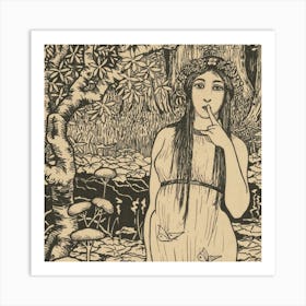 Girl In A Forest Art Print