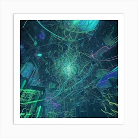 Dreamshaper V7 A Mesmerizingly Chaotic Retrograde Matrix Syste 0 Art Print