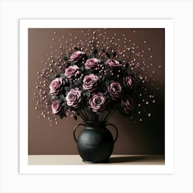 Purple Roses In A Vase 11 Art Print