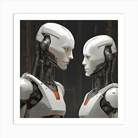 Two Robots Facing Each Other Art Print