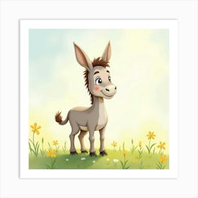 Donkey In The Meadow Art Print