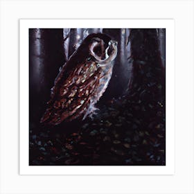 Owl In The Darkness Art Print