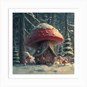 Red mushroom shaped like a hut 14 Art Print