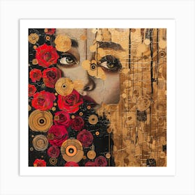 Roses And Gold Art Print