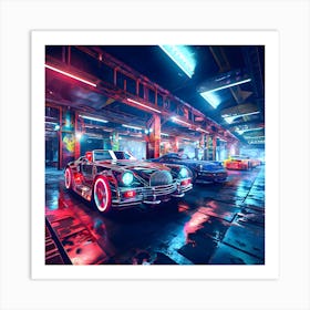 Carpark at night. 1 Art Print