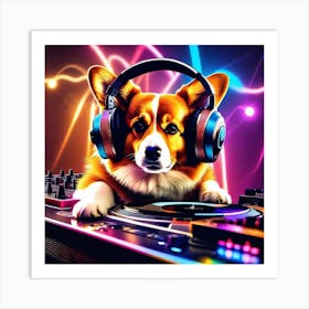 Corgi Dj Art Print