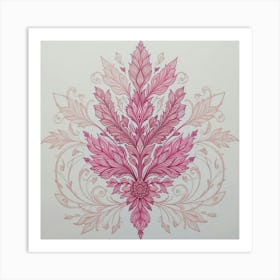 Pink Leaves On A White Background Art Print