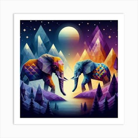 The Cosmic Companions Elephants Art Print