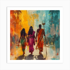 Hindu Women Walking Art Print