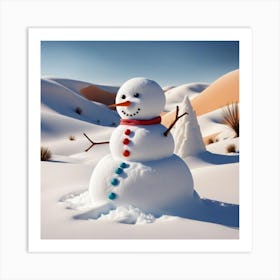 Snowman In The Desert 2 Art Print