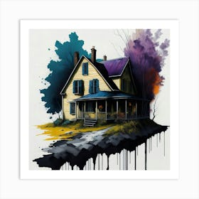 Colored House Ink Painting (90) Art Print