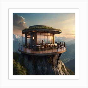 Restaurant On Top Of A Mountain Art Print