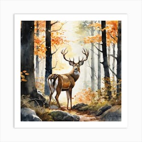 Deer In The Woods 82 Art Print