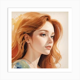 Girl With Red Hair Art Print