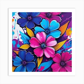 Flowers On The Wall Art Print