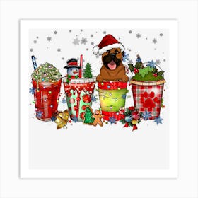 Bull Mastiff Iced Latte Snowmen Sweets Snow Christmas Coffee Art Print