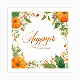 An Autumnal Handwritten Calligraphy Horizontal Leaf Shaped Typography Triumphantly Announcing The A (6) Art Print