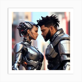 3d Dslr Photography The Weeknd Xo And Mike Dean, Cyberpunk Art, By Krenz Cushart, Wears A Suit Of Power Armor 2 Art Print