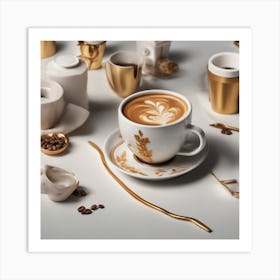 Gold Coffee Cup 1 Art Print