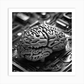 Brain On A Circuit Board 44 Art Print