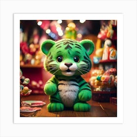 Firefly Cheerful Little Green Tiger In A Whimsical Candy Shop 12813 (2) Art Print