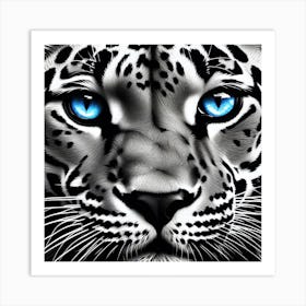 Snow Leopard With Blue Eyes Art Print