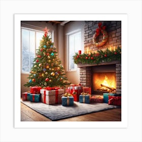 Christmas Tree In The Living Room 116 Art Print