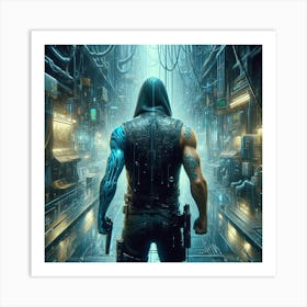 Man In A Futuristic City Art Print