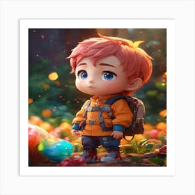 Cute Boy In The Forest Art Print